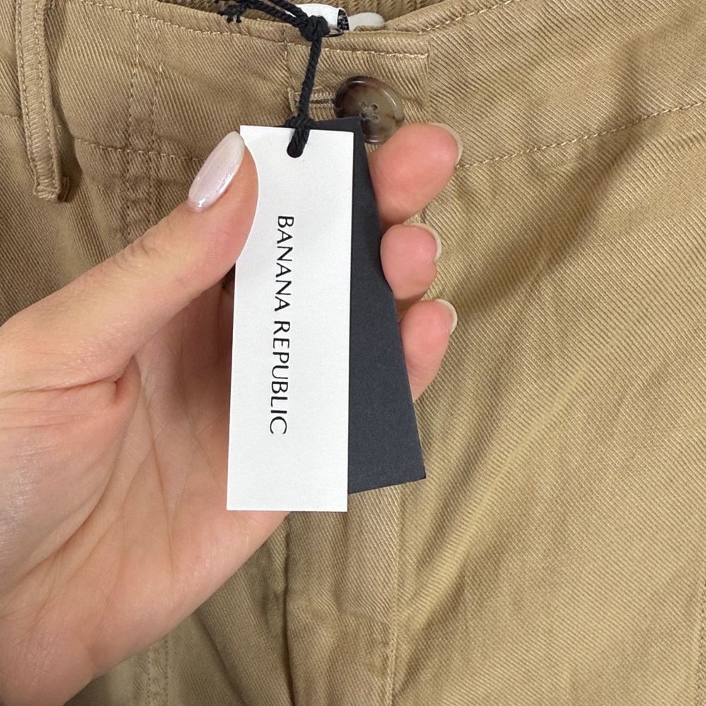 NWT Banana Republic Linen Blend Khaki Utility Ankle Parachute Pants Size Med - Picture 2 of 10